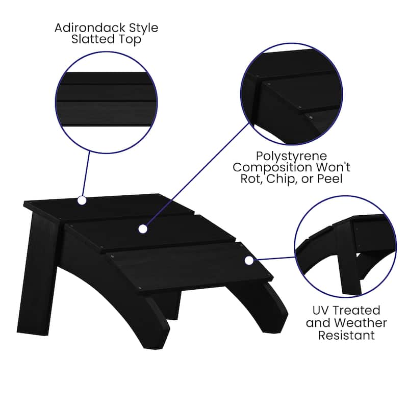 Indoor/Outdoor Poly Resin Adirondack Style Ottoman - 20.5"D x 19.5"W x 13.5"H