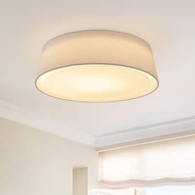 16.3''W Conical Fabric Drum Dimmable LED Flush Mount - 16.3in