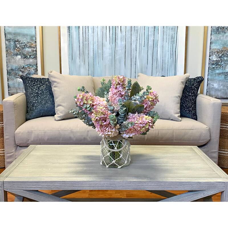Cone Hydrangeas and Eucalyptus Arrangement