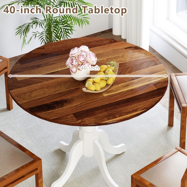 Rubber Wood Round Dining Table with Curved Legs and Adjustable Foot Pads - 40 x 40 x 29 inch (L x W x H)