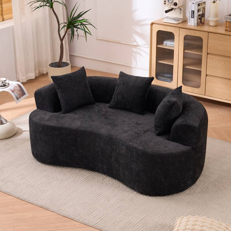 GDFStudio - Modern Crescent-Shaped Chenille 79" 3-Seater Sofa