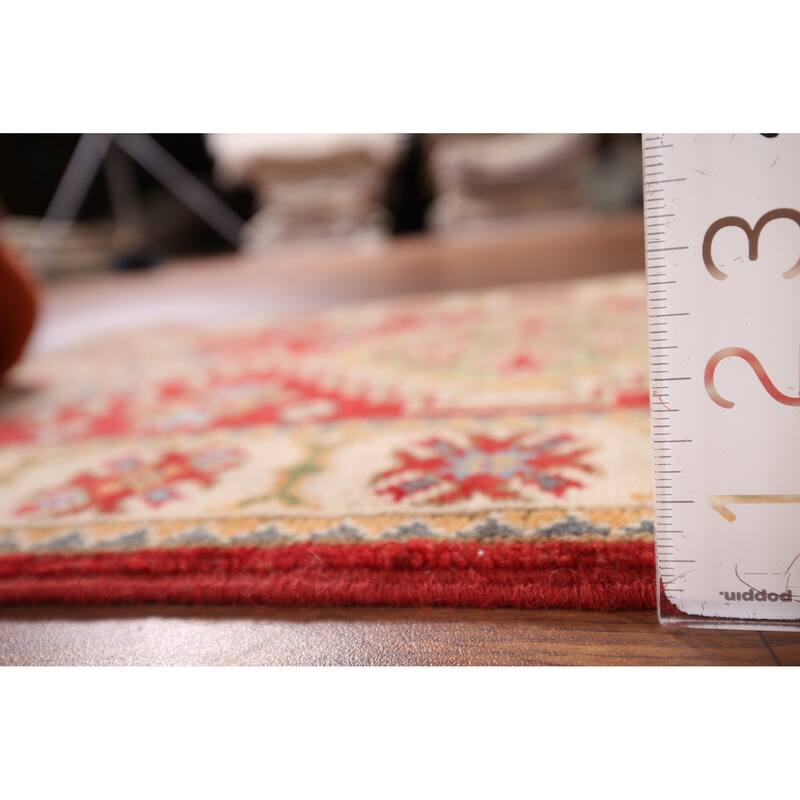 Geometric Kazak Oriental Accent Rug Hand-Knotted Wool Carpet - 2'1" x 2'11"