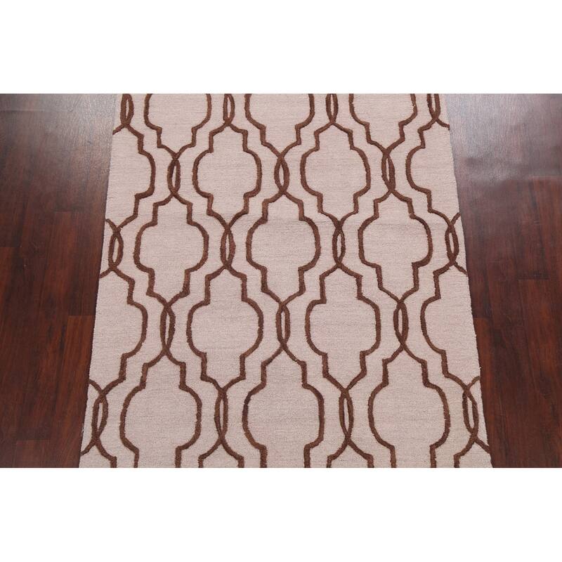 Trellis Geometric Contemporary Oriental Wool Area Rug Hand-tufted - 5'0" x 8'0"