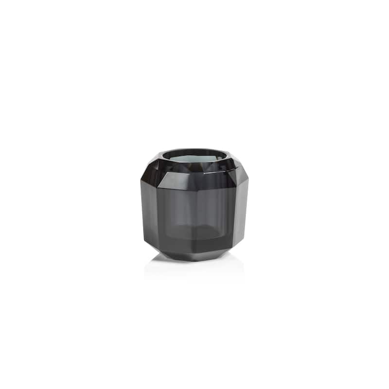 Ruxley 3.25" Faceted Crystal Vase - Grey