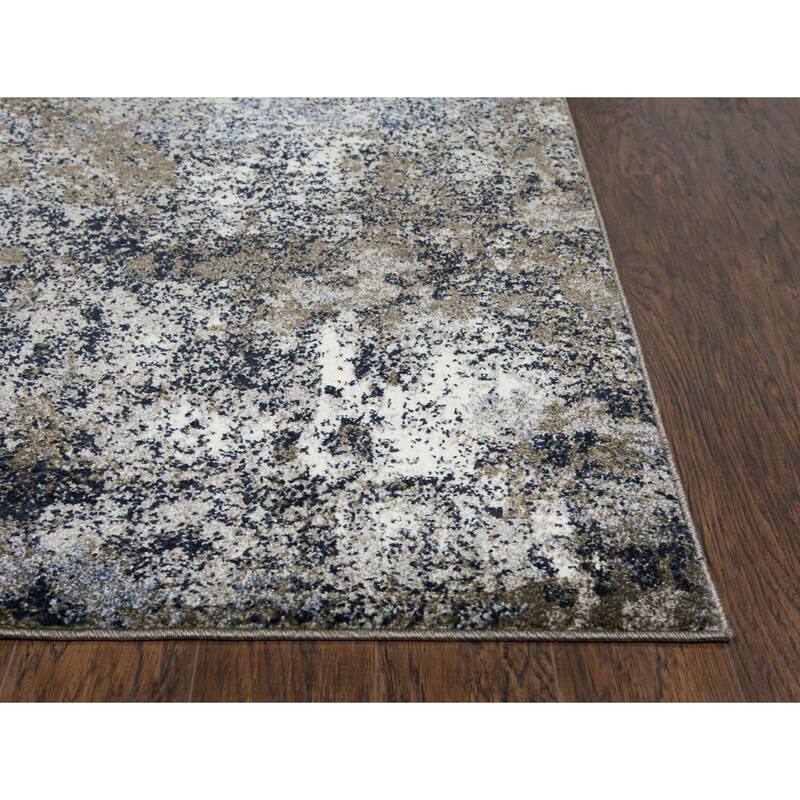 Alora Decor Venice Ivory, Beige, Silver, Charcoal, and Blue Abstract Rug