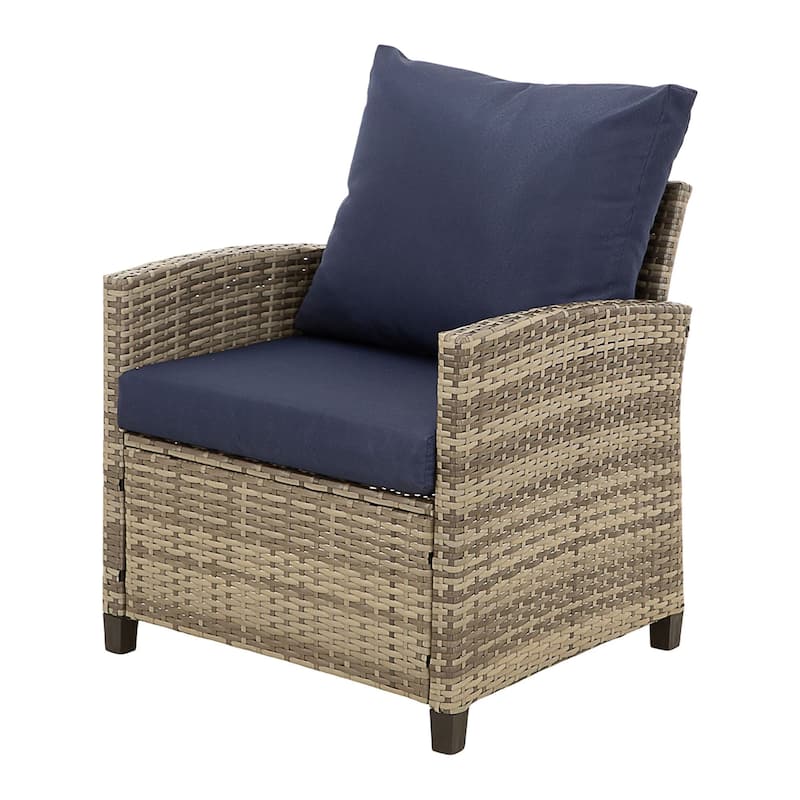 4-Piece Outdoor Wicker Patio Seating Sofa, 1 Love-seat and 2 Single Sofa