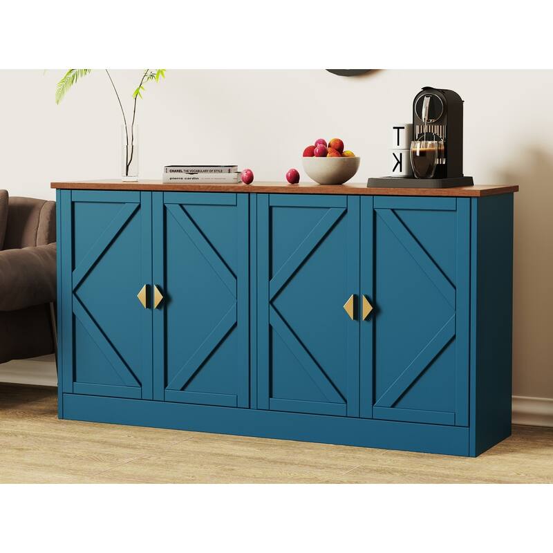 4 Doors Modern Storage Cabinet with Line Design