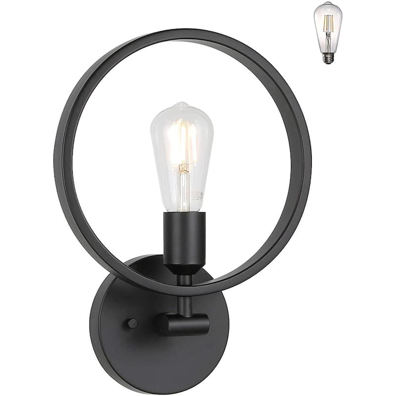 Industrial round wall light simplicity black