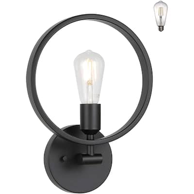 Industrial round wall light simplicity black
