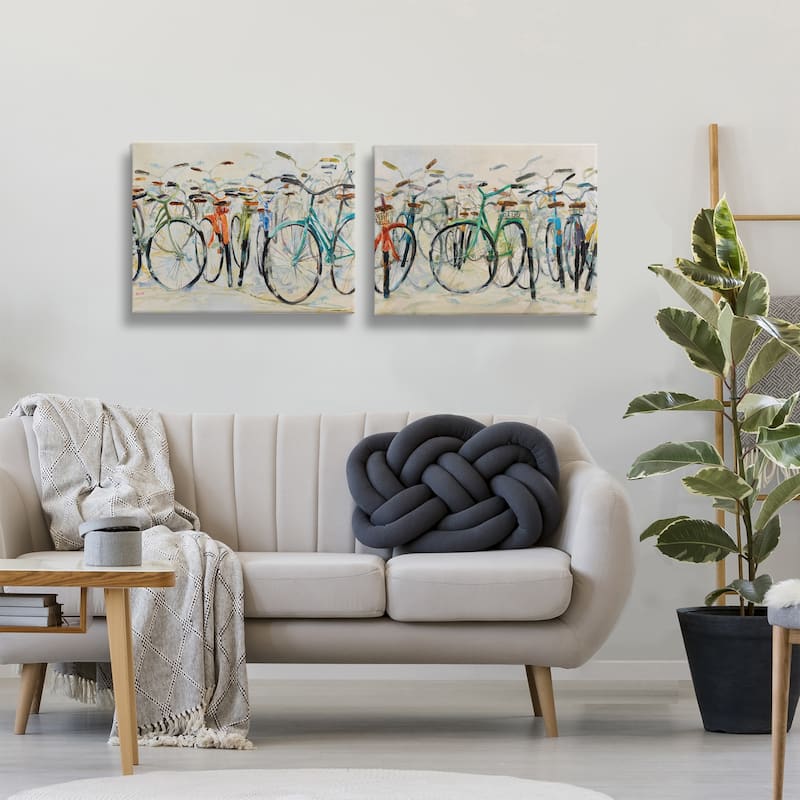 Stupell Dynamic Bicycles on Beige Canvas Wall Art Design By Dusza (Set of 2)