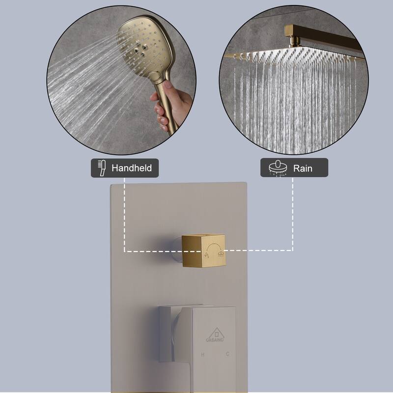 2 Function 10-inch Wall Mounted Dual Shower Heads Shower System
