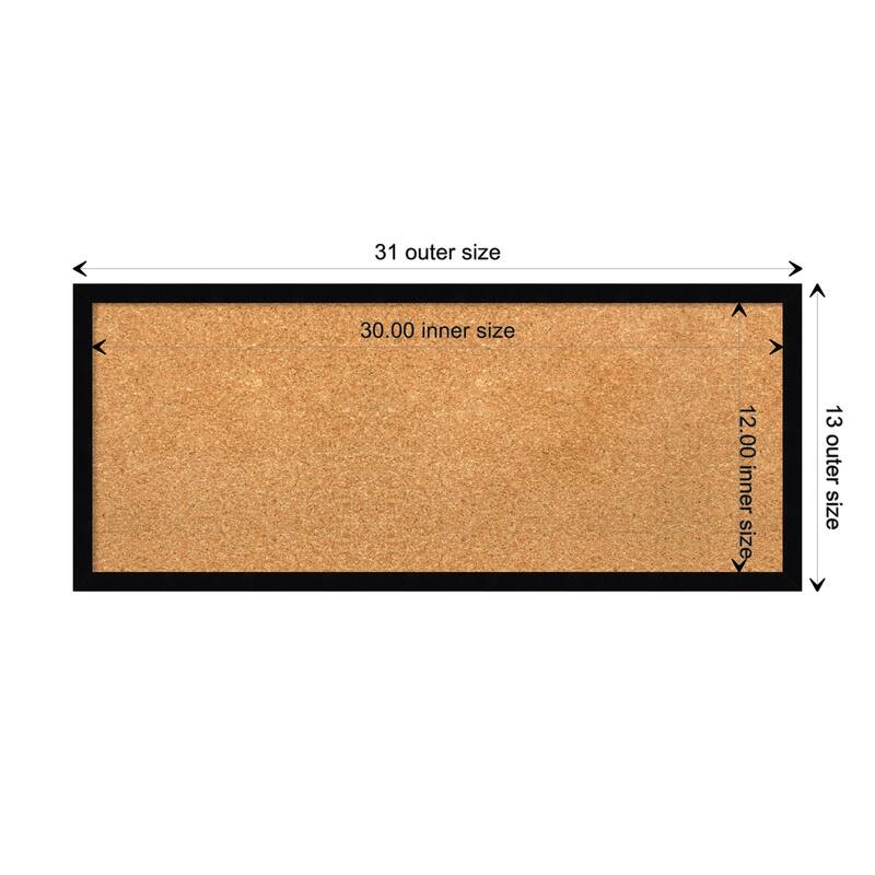 Svelte Wood Framed Natural Corkboard Bulletin Board - Svelte Noir Black - Board Size 30x12
