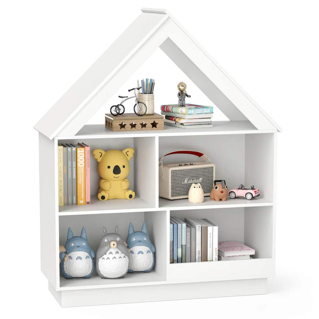 Costway Wooden Kids Dollhouse Bookshelf with Open Shelves - See Details