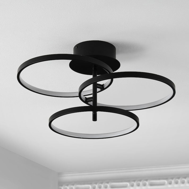 SAFAVIEH Hirona Led 21-inch Flush Mount - 21 In. W x 21 In. D x 11 In. H - Matte Black - 21Wx21Dx11H