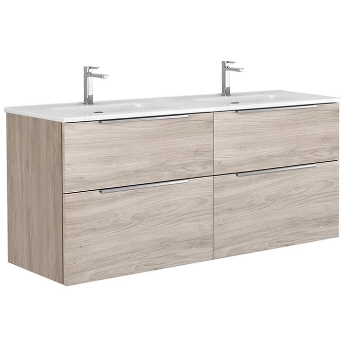 WS Bath Collections Dalia C140D Dalia 56" Wall Mounted Double Basin - Grey Pine