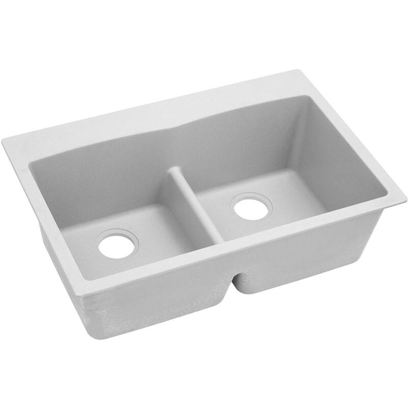 Elkay Quartz Classic 33" x 22" x 10", Equal Double Bowl Drop-in Sink with Aqua Divide
