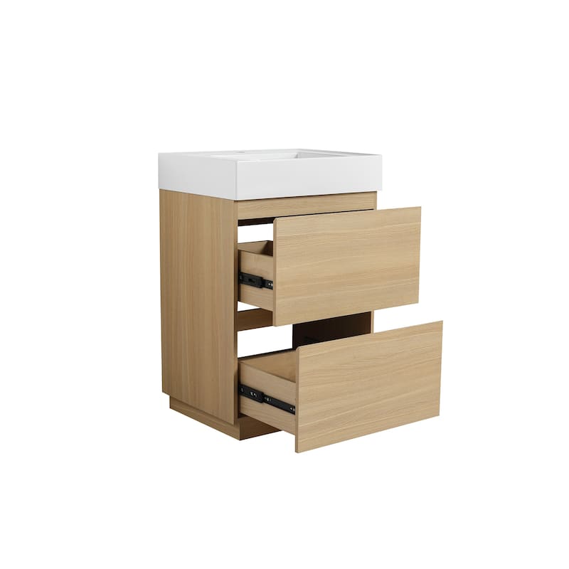 24 in. W x 18 in. D x 35 in. H Single Sink Freestanding Bath Vanity with White Resin Top