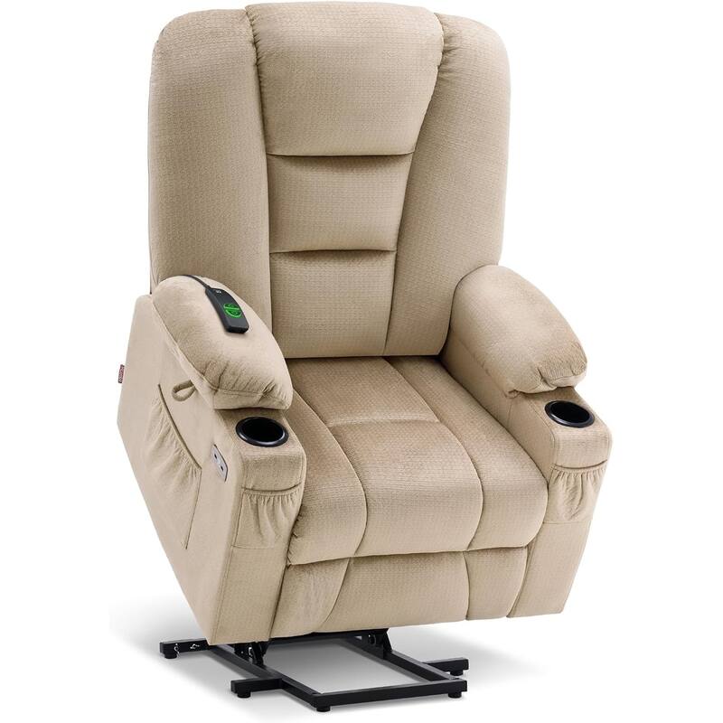 MCombo Large Electric Power Lift Recliner Chair with Massage and Heat for Elderly, Fabric 7549