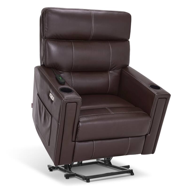 MCombo 380lbs Oversized Dual Motors Power Lift Recliner Chair, for Heights 5'7''-6'6" Big and Tall People, Faux Leather R7177