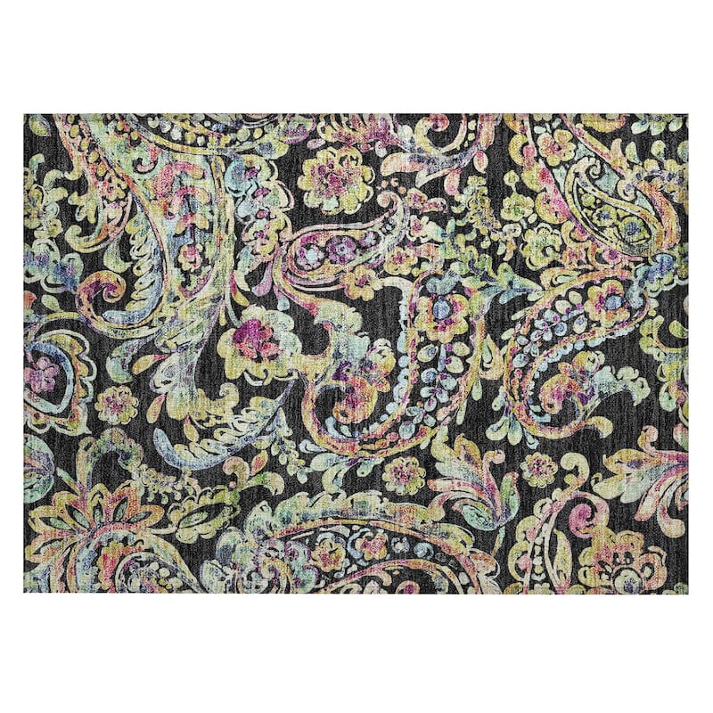 Machine Washable Indoor/ Outdoor Chantille Traditional Scroll Rug