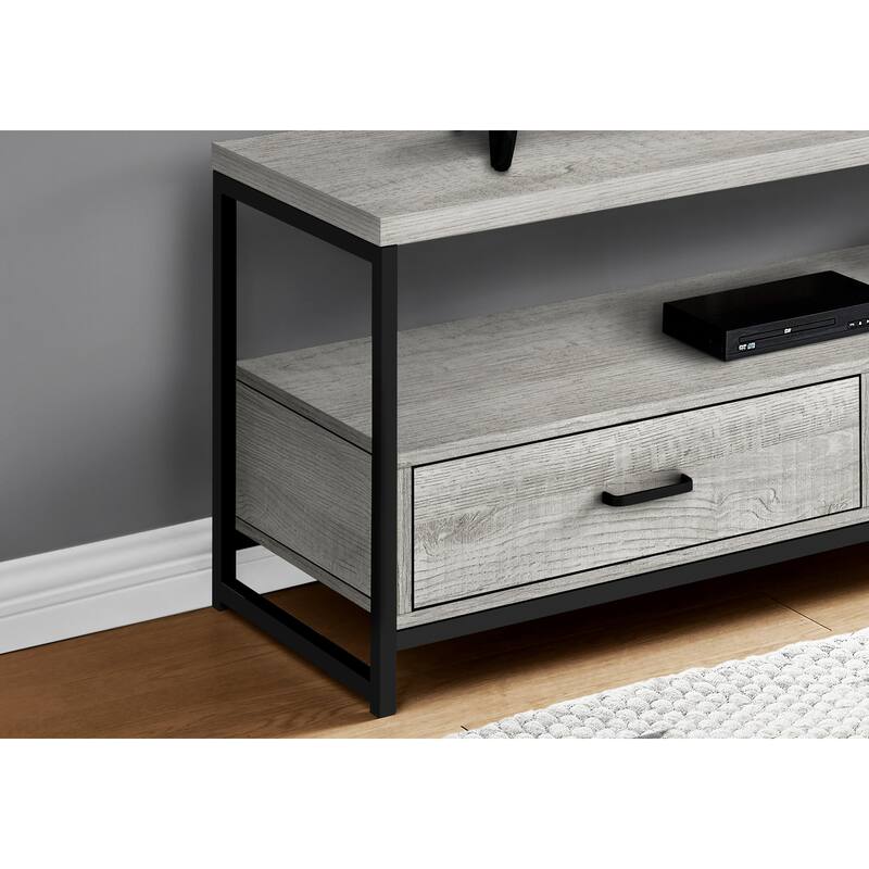 Modern 48-Inch TV Stand with Storage Drawers, Black Laminate & Metal Frame for Contemporary Home Decor