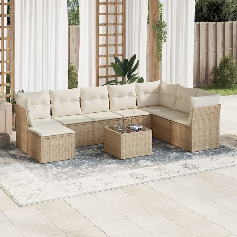 vidaXL Garden Sofa Set Beige, Cream White - 21.7 x 21.7 x 14.6