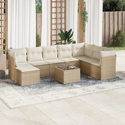 vidaXL Garden Sofa Set Beige, Cream White - 21.7 x 21.7 x 14.6