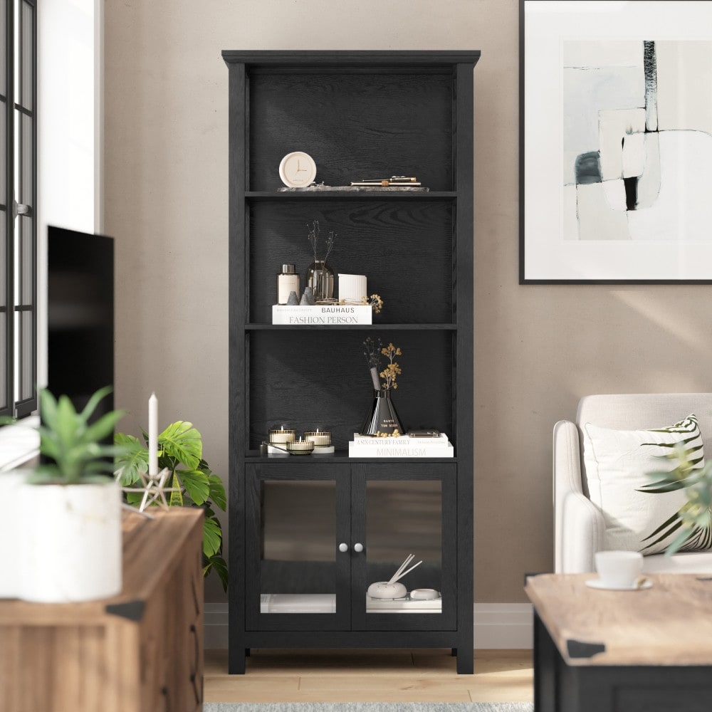 Black Glass 3 Bookshelves Bed Bath Beyond