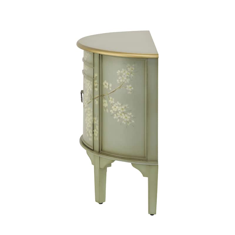 Christopher Knight Home - Maribelle Vintage Hand-Painted Half Moon Accent Cabinet with Floral Design and Gold Trim
