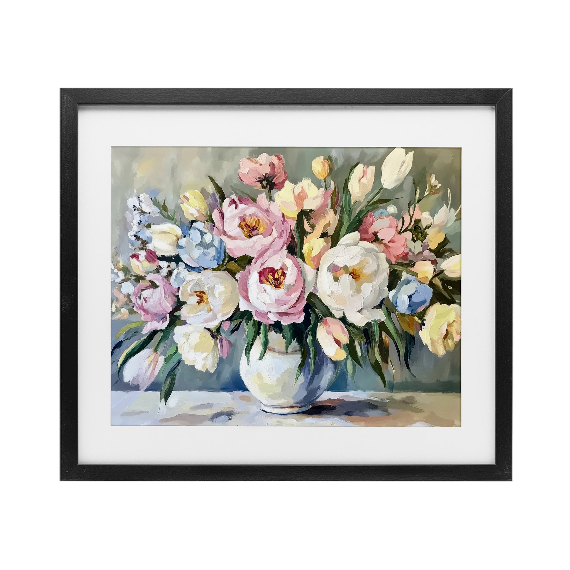 Stupell Pastel Peony Bunch Bouquet Under Glass Framed Design By Petal Prints Design