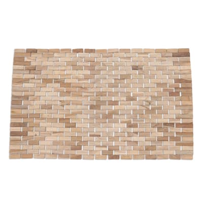 Novica Handmade Surabaya Sidewalk Teak Wood Mat
