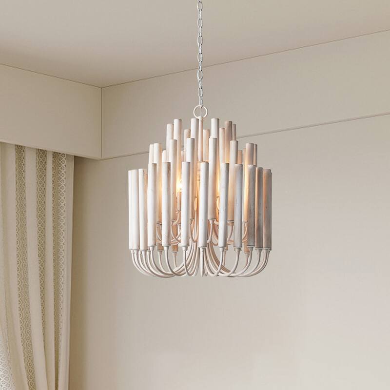 20 in. 5-Light Modern Off-White Chandelier - 19.7" D x 19.7" W x 23.7" H