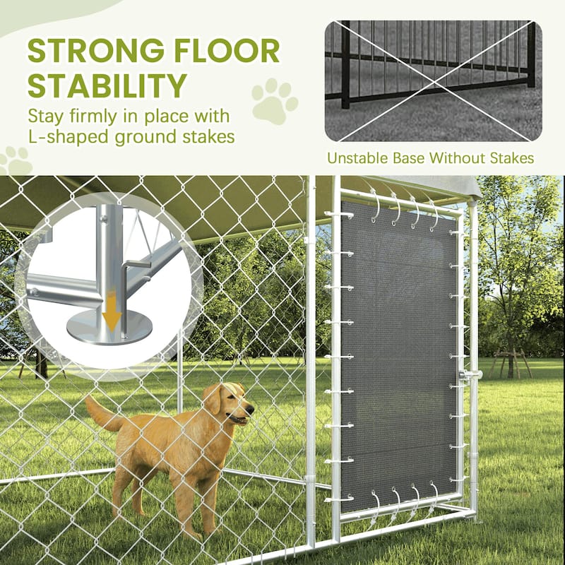 EROMMY Outdoor Dog Kennel, Heavy Duty Large Dog Kennels with Waterproof Cover and Rotating Feeding Door