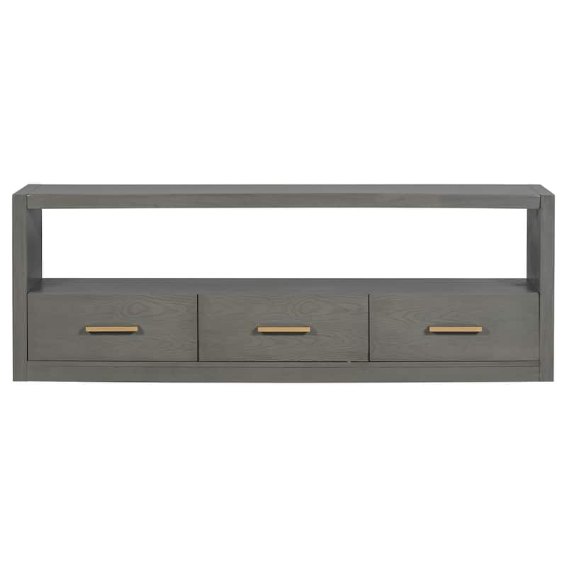 Mirod Stylish TV Stand with Ample Storage,Classic Design with Three Drawers and Spacious Surface,Minimalist Metal Handles