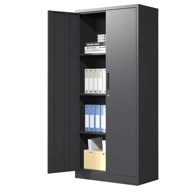 71"H Metal Lockable Garage Storage Cabinet with 3 Shelves