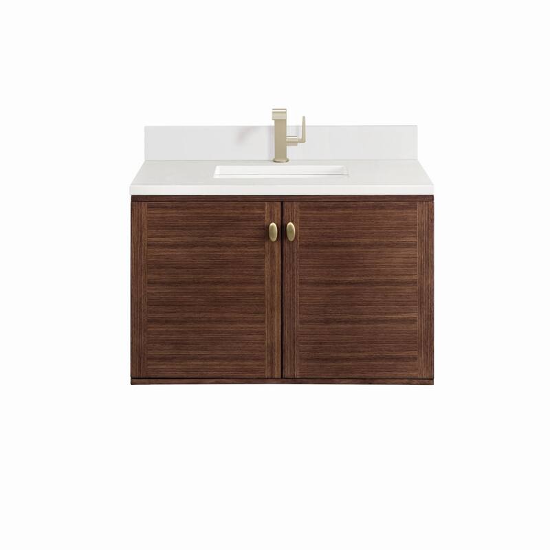 James Martin Vanities 670-V36-1WZ Amberly 36" Single Basin Wood Vanity - Mid-Century Walnut - Walnut Finish