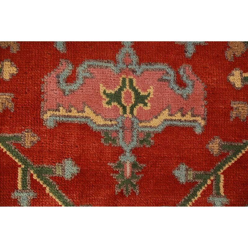 Geometric Heriz Serapi Oriental Area Rug Handmade Red Wool Carpet - 8'10" x 11'10"