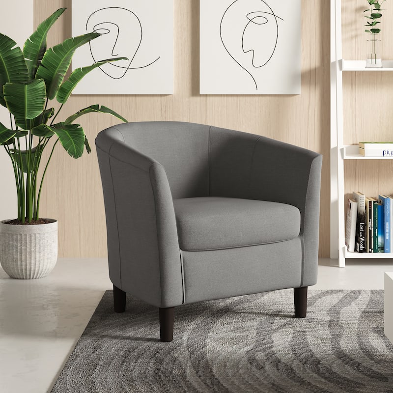 Modern Barrel Accent Chairs Cozy Armchair Club Chair - Khaki