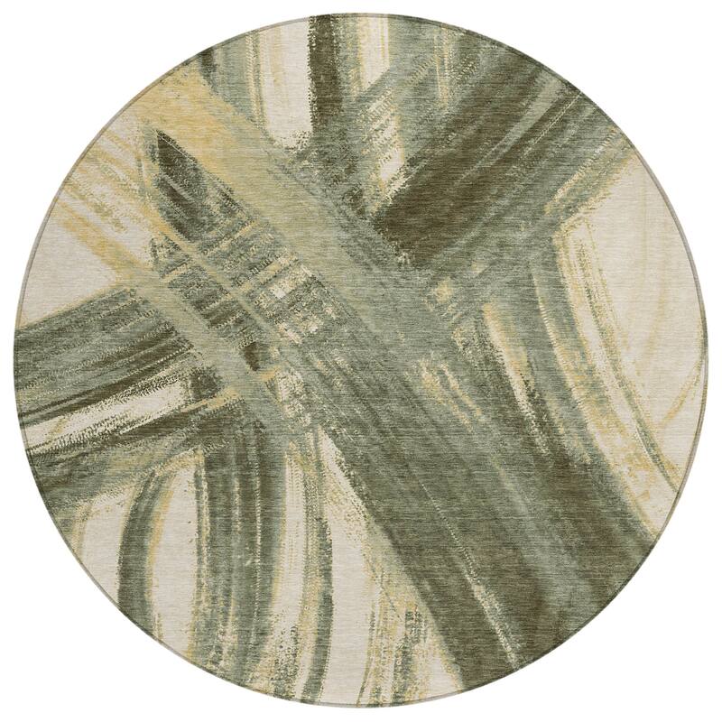 Machine Washable Indoor/ Outdoor Abstract Brushstroke Chantille Rug