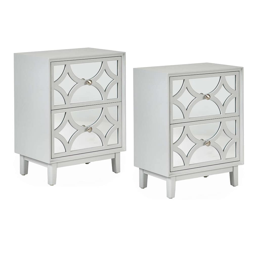 COZAYH 2-Pieces Contemporary Mirror Front 2-Drawer Nightstand