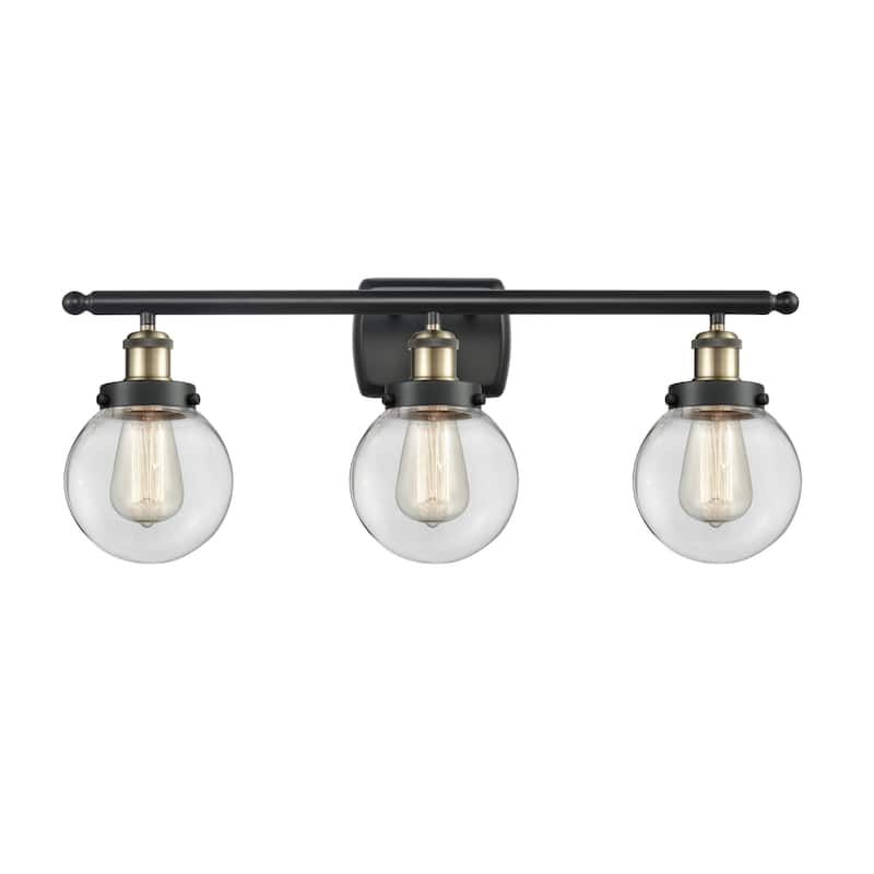 Innovations Lighting 916-3W-11-26 Beacon Vanity Beacon 3 Light 26" - Black Antique Brass / Clear