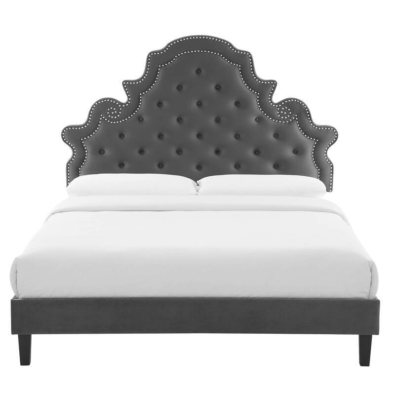 Gwyneth Tufted Performance Velvet Queen Platform Bed