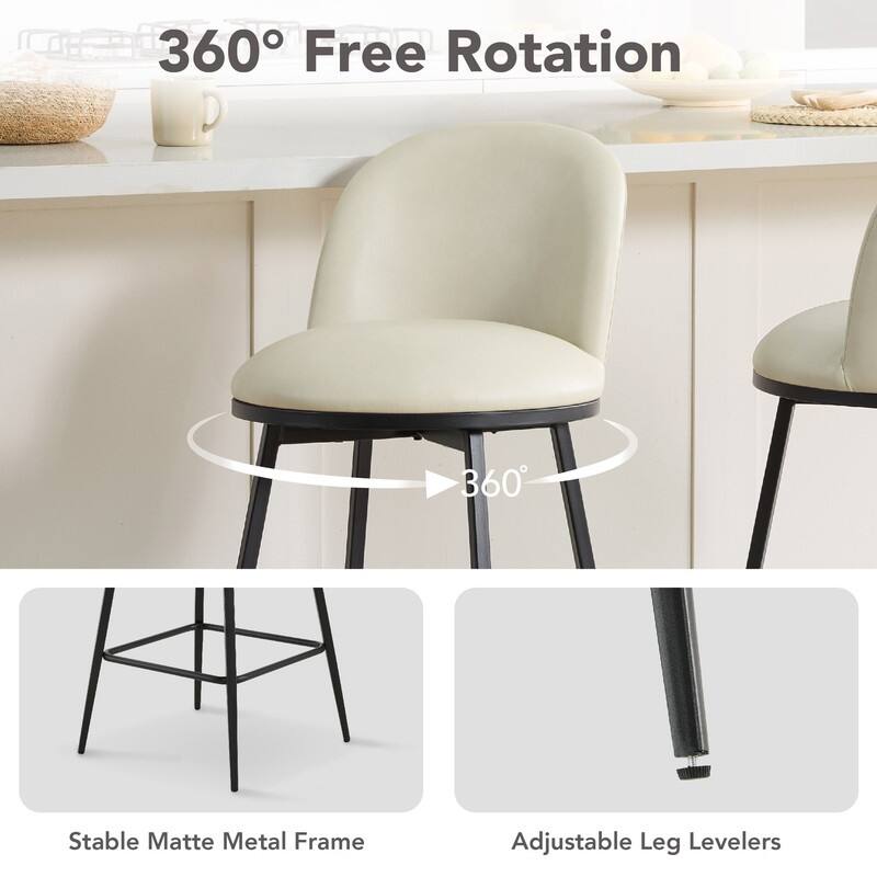 Beverly Swivel Counter Bar Stool Set 26 in Barstools with Metal Frame