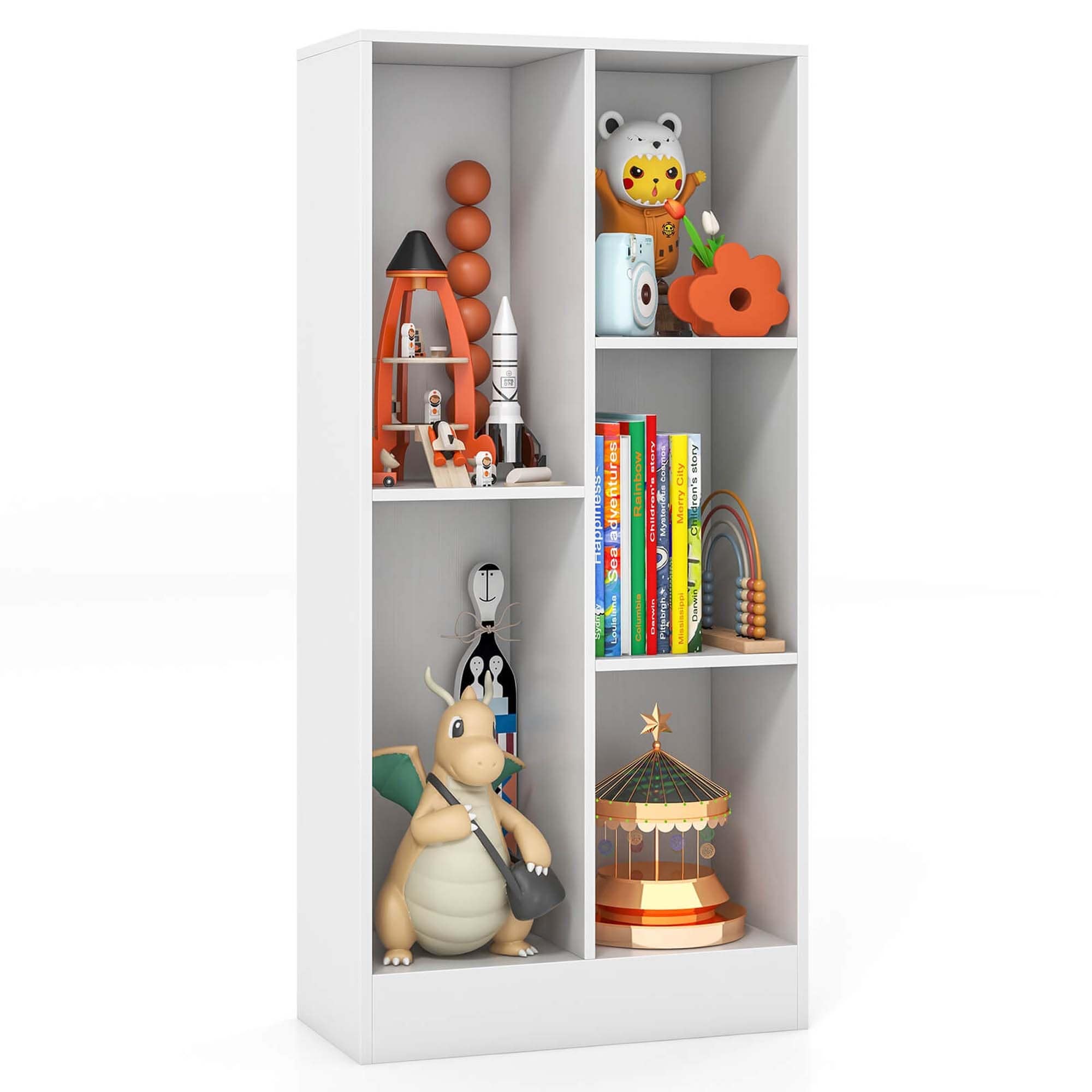 Costway 5-Cube Bookcase for Kids 41" Wooden Toy Storage Organizer for - See Details