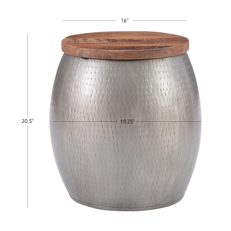 Linon Kayvon Drum Side Table with Storage Gold