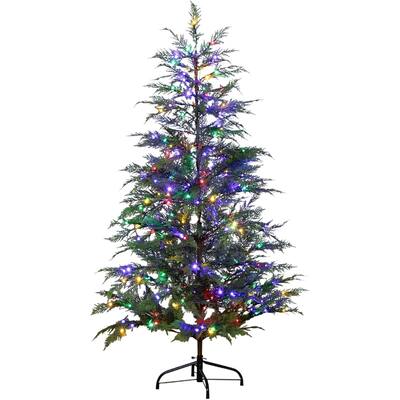 5ft. Pre-Lit Pine Artificial Christmas Tree with 200 Multicolored LED Dewdrop Lights - Vibrant Festive X-Mas Tree
