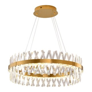 Gold Dimmable LED Chandelier With Clear Crystals - N/A - Bed Bath ...