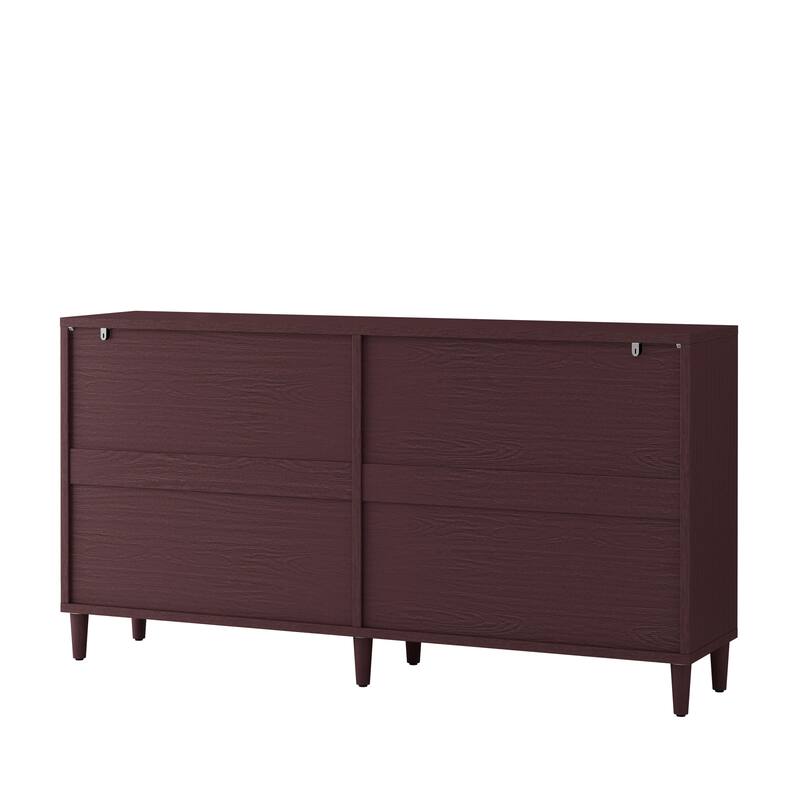 70" Rattan Buffet Cabinet with Storage, 4-Door Sideboard Buffet Cabinet with Adjustable Shelves,Easy Assembly