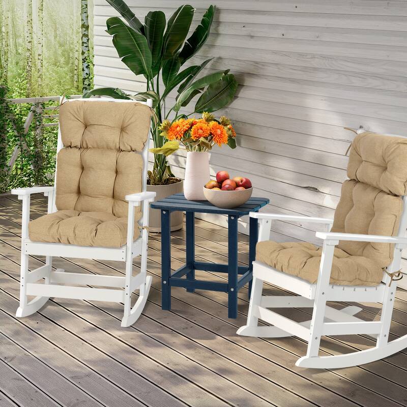 Aoodor Outdoor 45"x 22" x5" Tufted High Back Cushions Patio Replacement Chair Cushion with Ties, Set of 2 - 45" x 22" x 5"