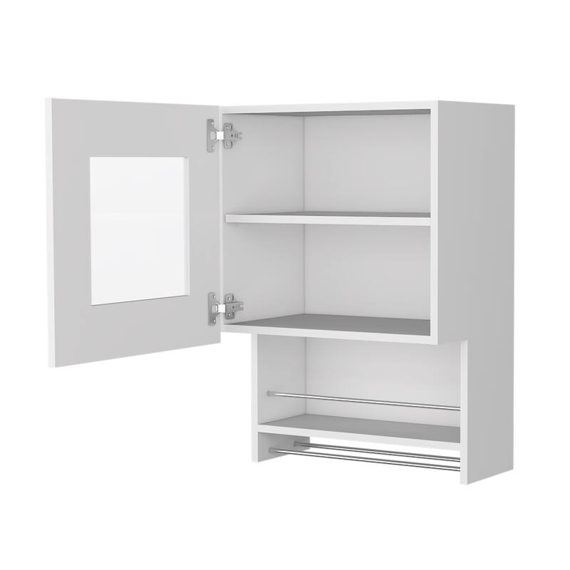 Nolan White Spice and Towel Rack Kitchen Wall Cabinet